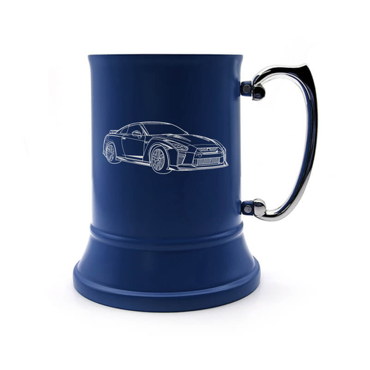 nsn GT R car steel tankard digital engraving mockup / engraving preview