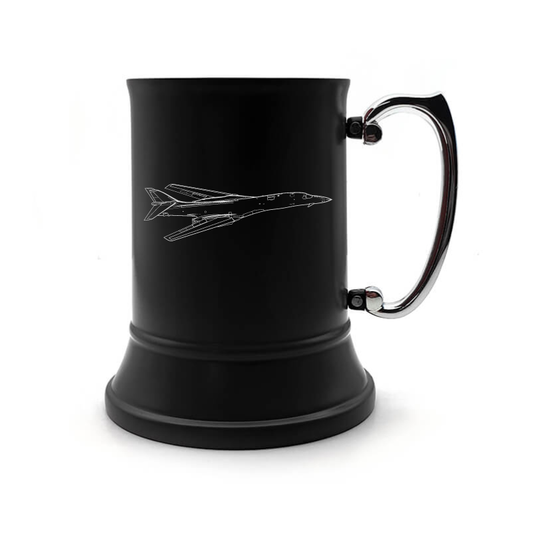 rockwell b1 lancer aircraft steel tankard mug digital engraving mockup / engraving preview