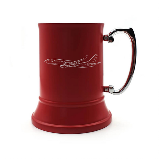 boeing 737 aircraft steel tankard mug digital engraving mockup / engraving preview