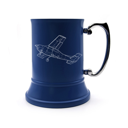 cessna centurion with gears down steel tankard mug digital engraving mockup / engraving preview