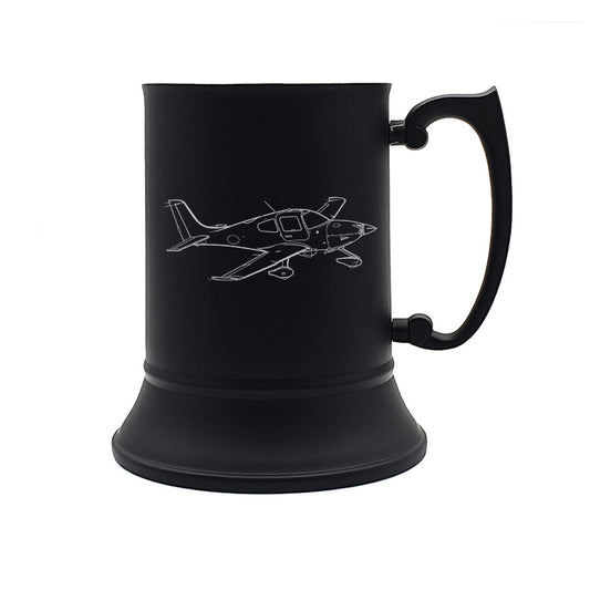 cirrus sr20 aircraft steel tankard digital engraving mockup / engraving preview