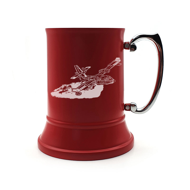 cl145 aerial fire fighter aircraft steel tankard digital engraving mockup / engraving preview