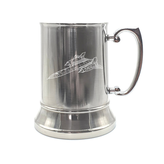 lockheed sr71 blackbird aircraft steel tankard digital engraving mockup / engraving preview