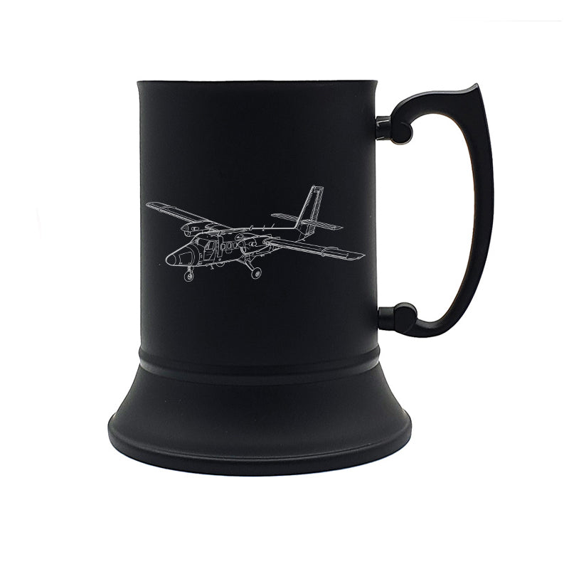 twin otter aircraft steel tankard digital engraving mockup / engraving preview