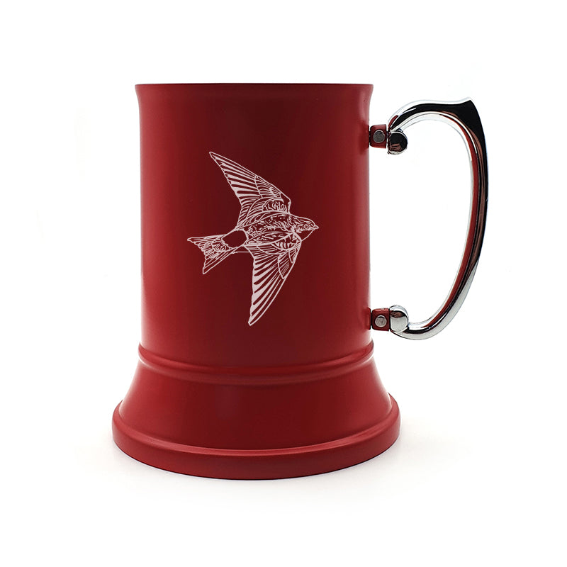 house martin bird steel tankard digital engraving mockup / engraving preview