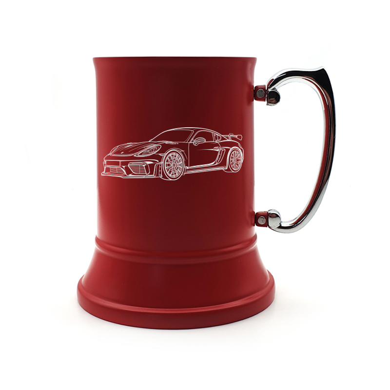 porse gt4 car steel tankard digital engraving mockup / engraving preview