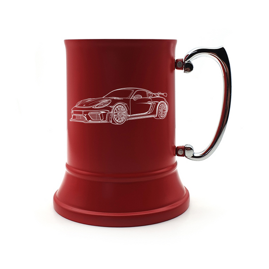 porse gt4 car steel tankard digital engraving mockup / engraving preview