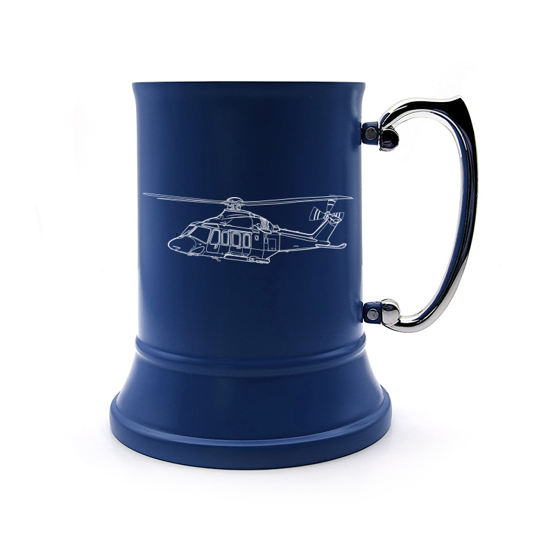 agustawestland aw139 helicopter steel tankard mug digital engraving mockup / engraving preview