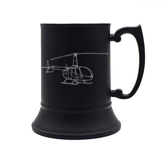 robinson r66 helicopter steel tankard digital engraving mockup / engraving preview