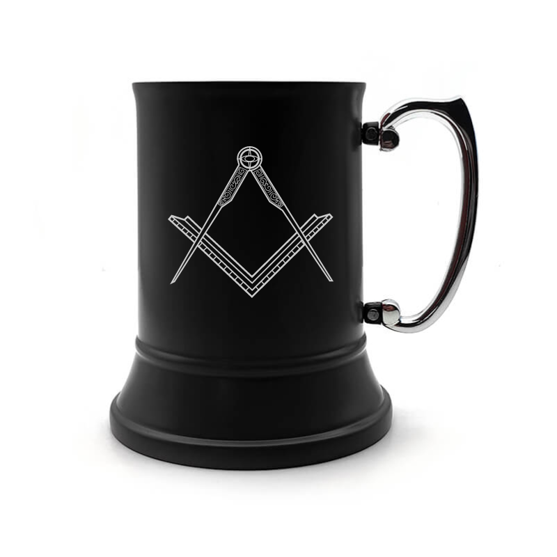 masonic logo steel tankard mug digital engraving mockup / engraving preview