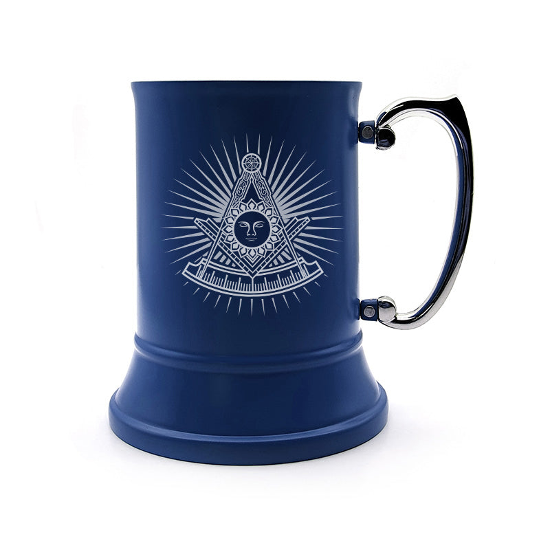 masonic face starburst steel tankard digital engraving mockup / engraving preview