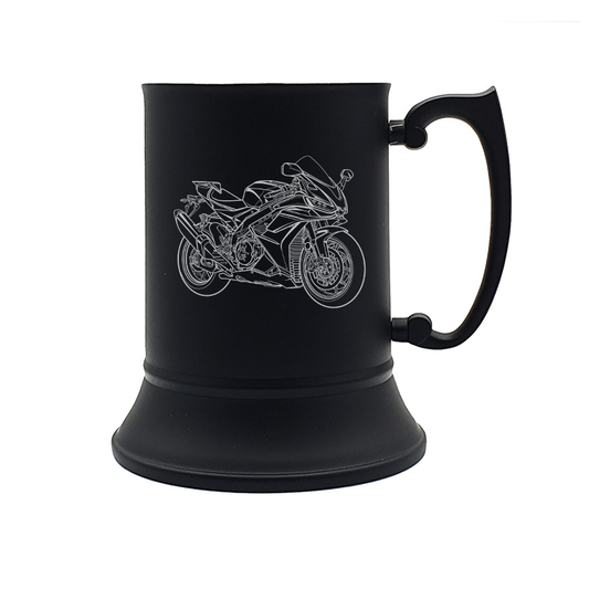 apri mille motorcycle steel tankard mug digital engraving mockup / engraving preview