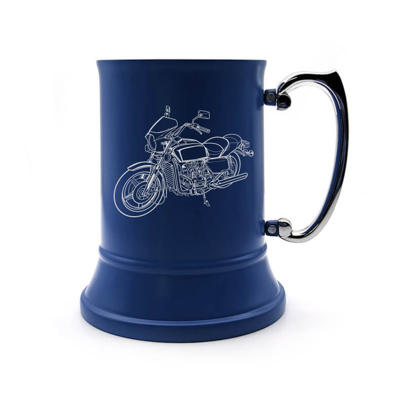 classic hon goldwing motorcycle steel tankard mug digital engraving mockup / engraving preview