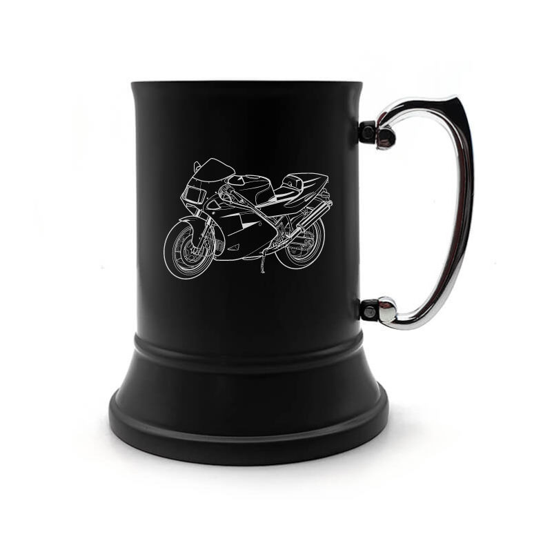 ducati 888 motorcycle steel tankard mug digital engraving mockup / engraving preview