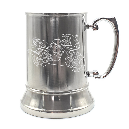hon cbr600rr motorcycle steel tankard mug digital engraving mockup / engraving preview