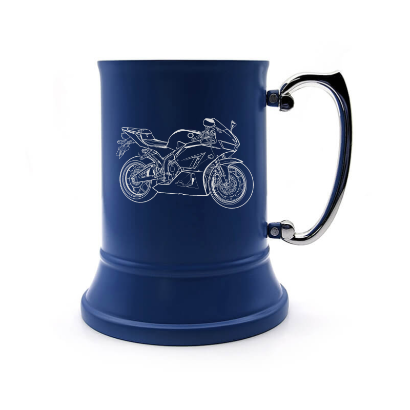 hon fireblade motorcycle steel tankard mug digital engraving mockup / engraving preview
