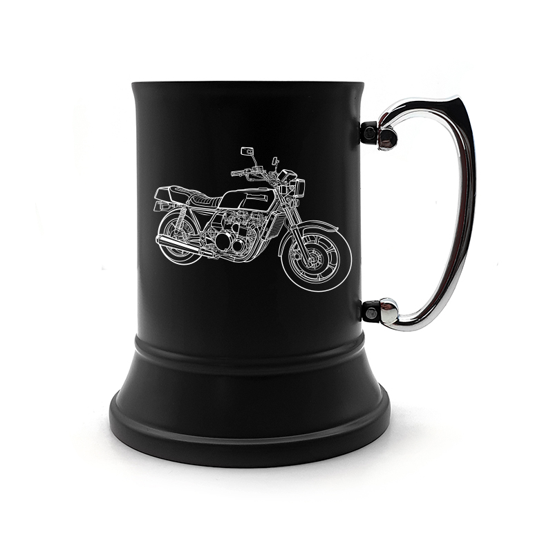 kaw kz1300 motorcycle steel tankard mug digital engraving mockup / engraving preview