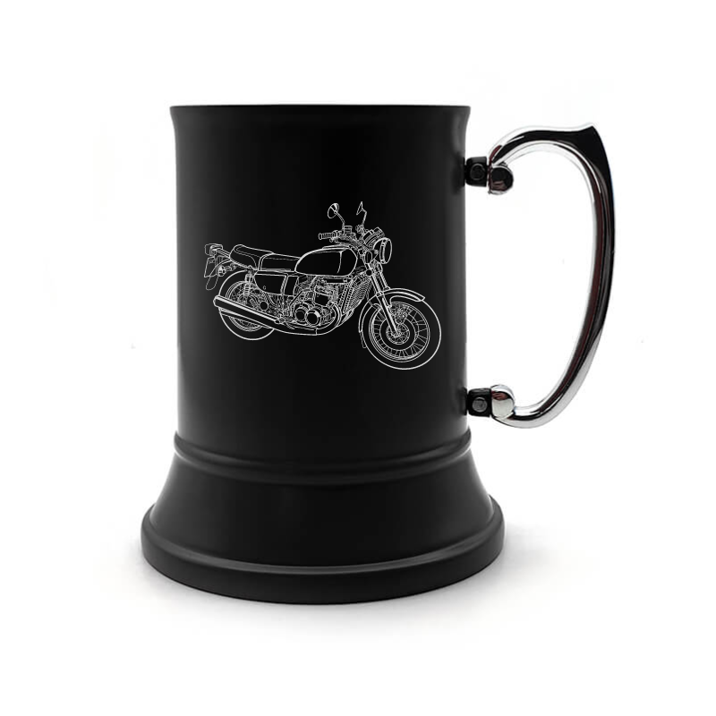 suz gt750 motorcycle steel tankard mug digital engraving mockup / engraving preview