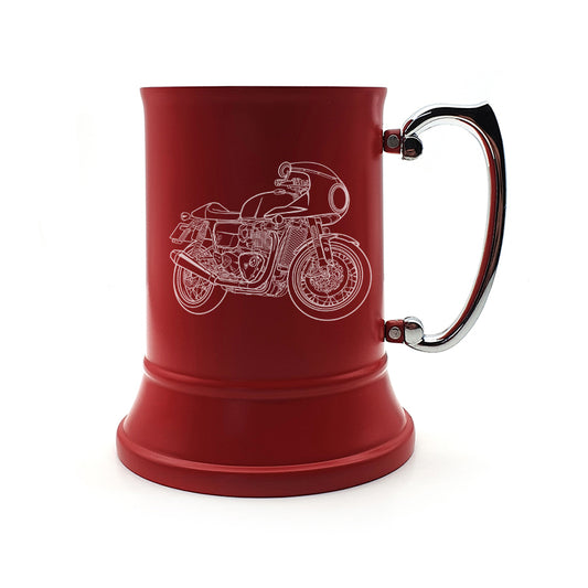 thruxton rs motorcycle steel tankard digital engraving mockup / engraving preview
