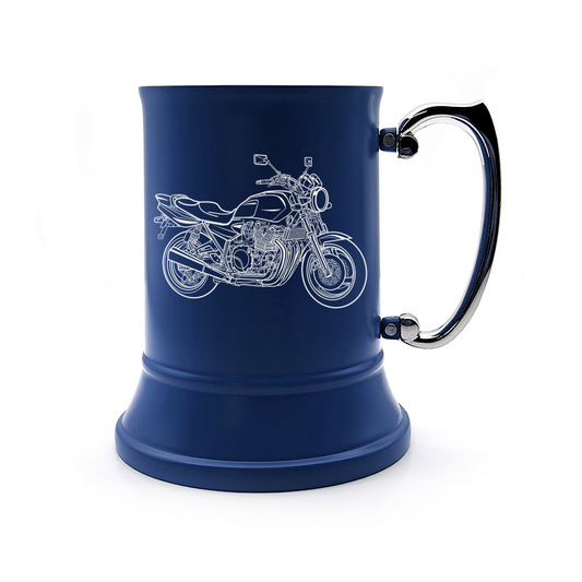 yam xjr13000 motorcycle steel tankard mug digital engraving mockup / engraving preview