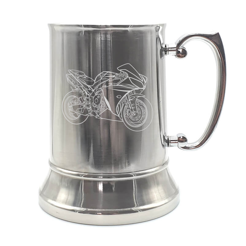 yam yzf r1 motorcycle steel tankard mug digital engraving mockup / engraving preview