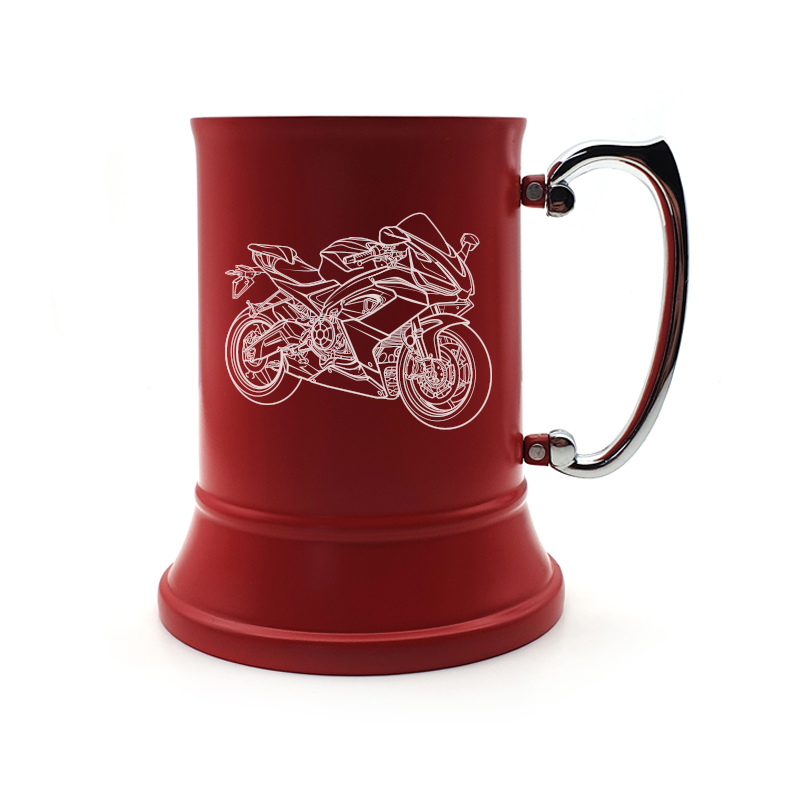 apri rs660 motorcycle steel tankard mug digital engraving mockup / engraving preview