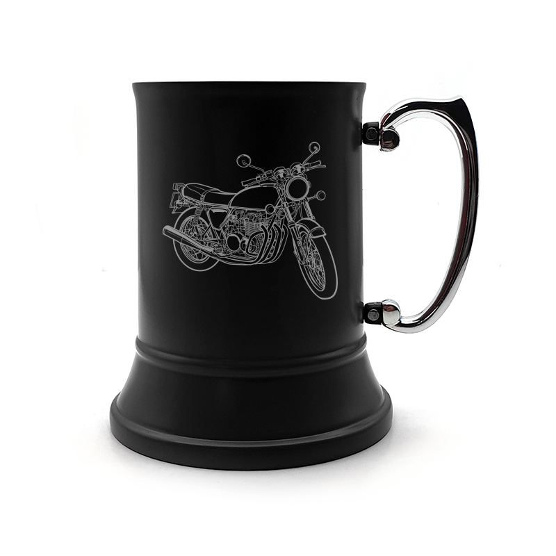 hon cb550 motorcycle steel tankard mug digital engraving mockup / engraving preview