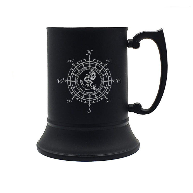 anor compass nautical steel tankard digital engraving mockup / engraving preview