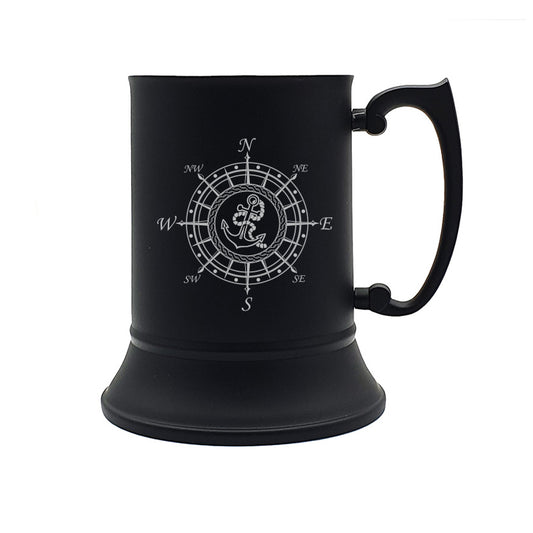 anor compass nautical steel tankard digital engraving mockup / engraving preview