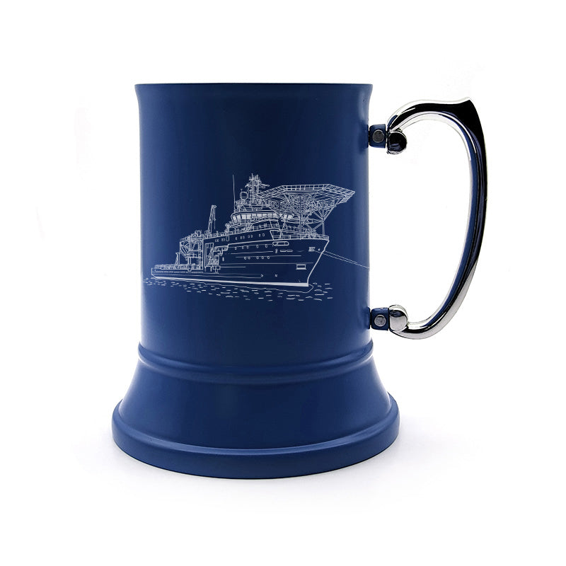 deep sea resear nautical steel tankard digital engraving mockup / engraving preview
