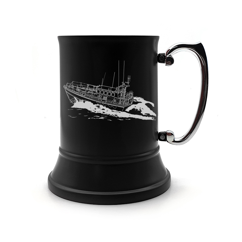 mersey class lifeboat steel tankard mug digital engraving mockup / engraving preview