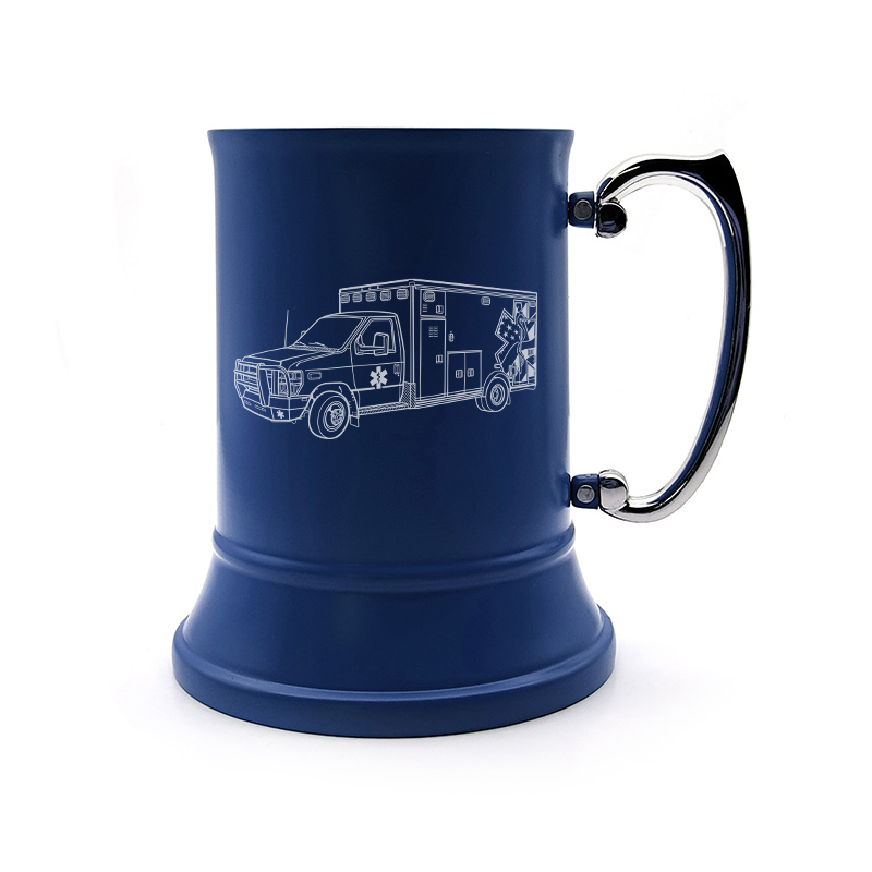 apri mille motorcycle steel tankard mug digital engraving mockup / engraving preview