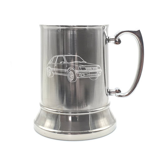 peug 205 car steel tankard mug digital engraving mockup / engraving preview