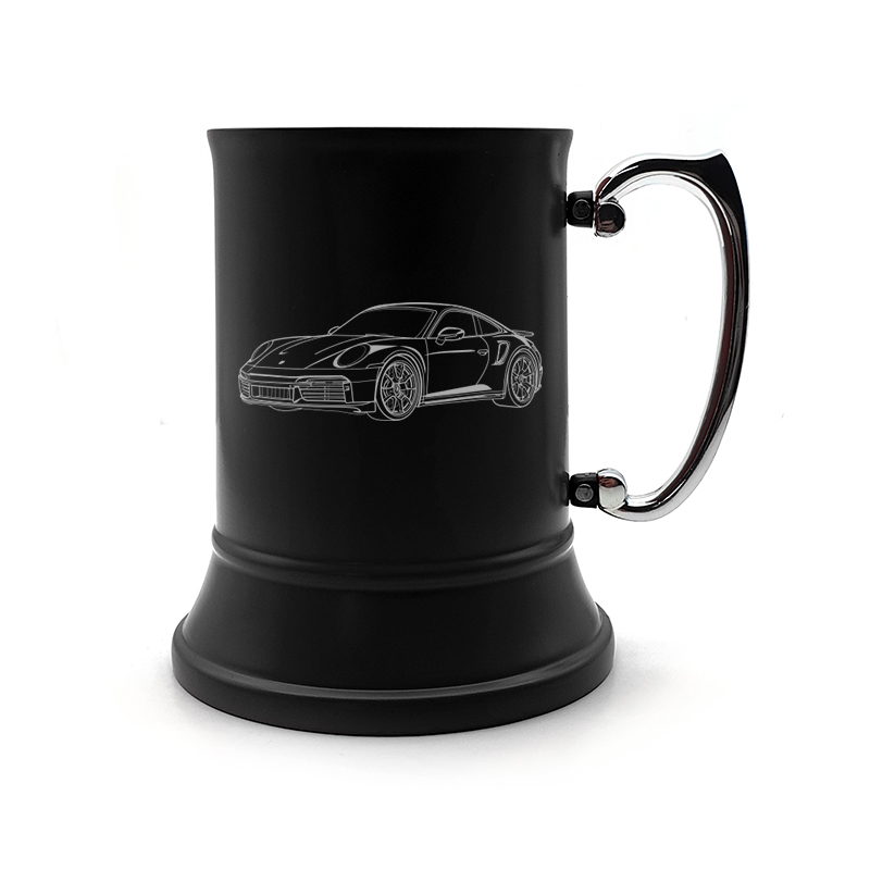 911 car steel tankard mug digital engraving mockup / engraving preview