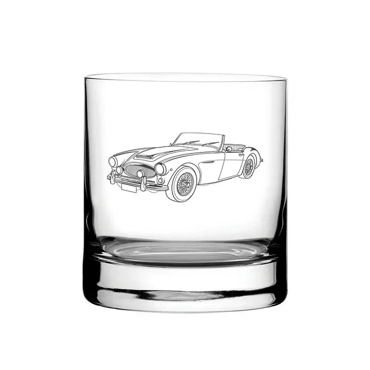 Austin Healey 3000 Car glass tumbler – digital engraving mockup / engraving preview