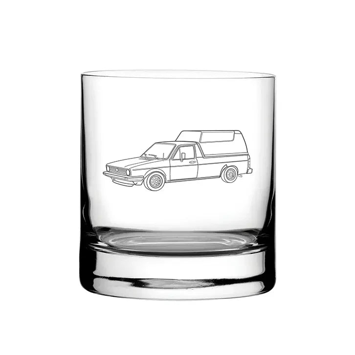 Caddy Van glass tumbler – digital engraving mockup / engraving preview