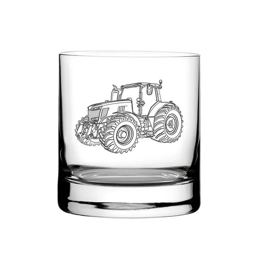 FM Tractor glass tumbler – digital engraving mockup / engraving preview