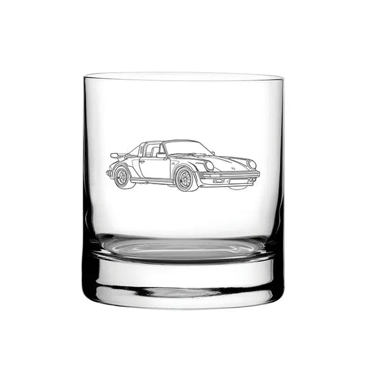 911 Carrera Targa Super Sport Car glass tumbler – digital engraving mockup / engraving preview