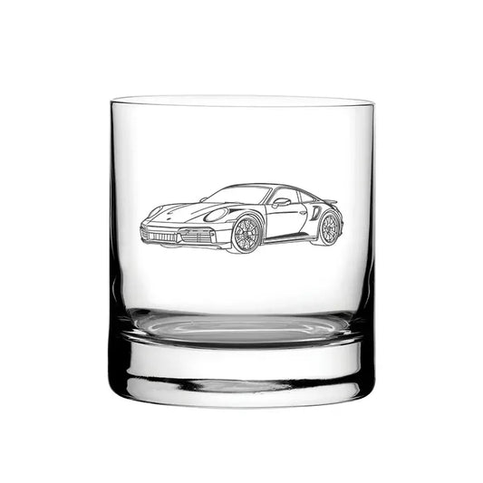 911 Sports Car glass tumbler – digital engraving mockup / engraving preview