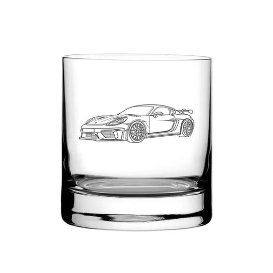 Porsh GT4 Car glass tumbler – digital engraving mockup / engraving preview