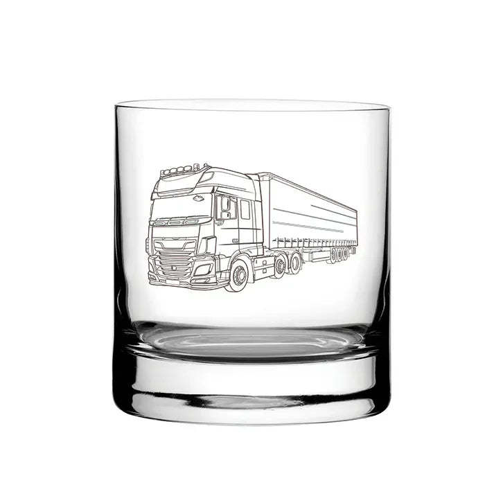 HGV Lorry  glass tumbler – digital engraving mockup / engraving preview