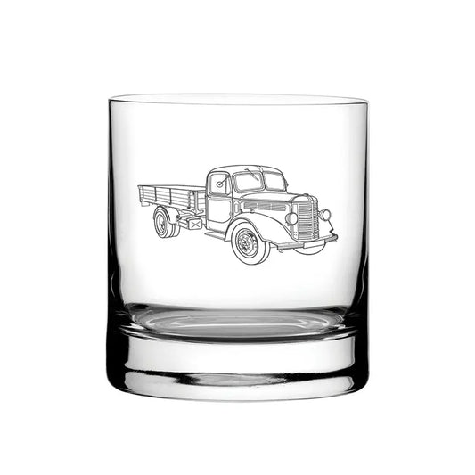 Vintage Bedford truck glass tumbler – digital engraving mockup / engraving preview