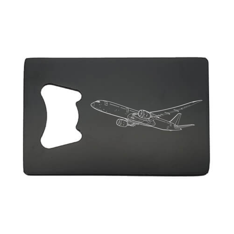 Illustration of Boeing 787 Dreamliner Aircraft ArtworkEngraved on Bottle Opener | Giftware Engraved