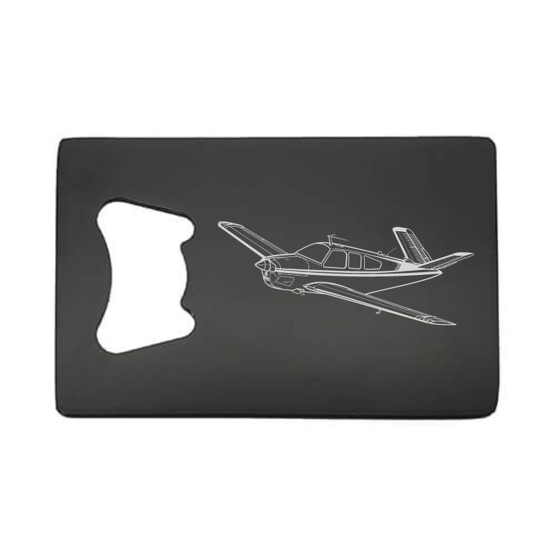 Illustration of Beechcraft Bonanza Aircraft ArtworkEngraved on Bottle Opener | Giftware Engraved