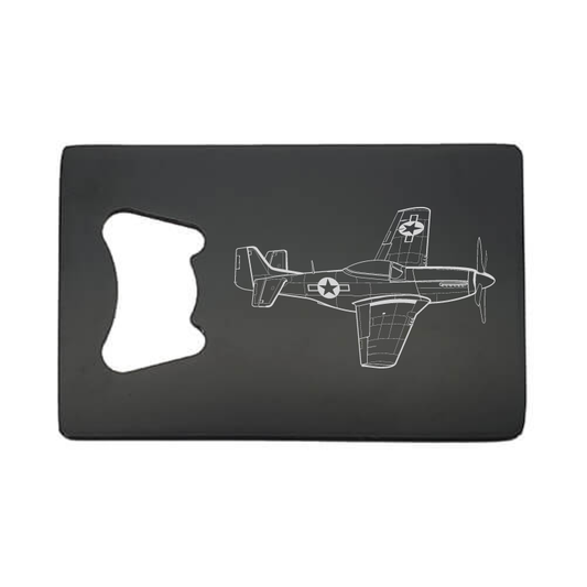 Illustration of P51 Mustang Aircraft ArtworkEngraved on Bottle Opener | Giftware Engraved