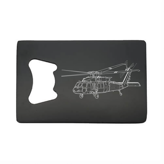 Illustration of UH60 Blackhawk Helicopter ArtworkEngraved on Bottle Opener | Giftware Engraved