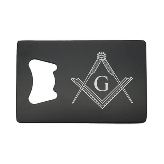 Illustration of Masonic Compass & Set Square with G ArtworkEngraved on Bottle Opener | Giftware Engraved