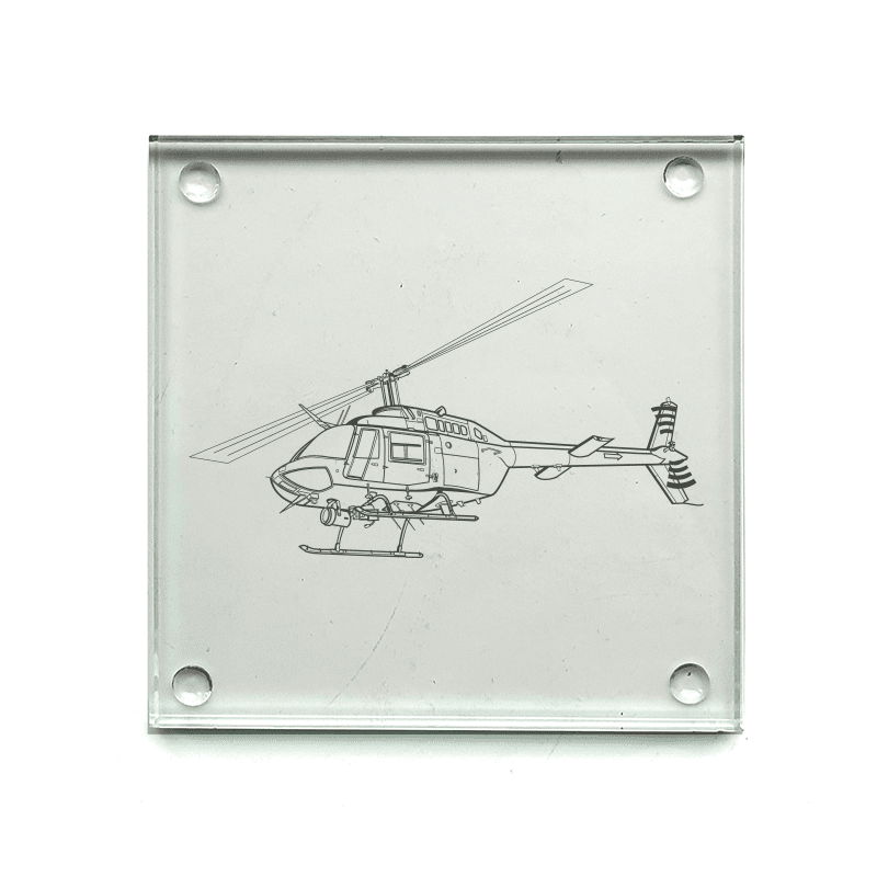 Bell 206 Jet Ranger Helicopter Drinks Coaster Selection | Giftware Engraved