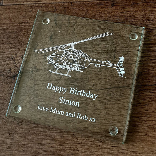 Bell 206 Jet Ranger Helicopter Drinks Coaster Selection | Giftware Engraved