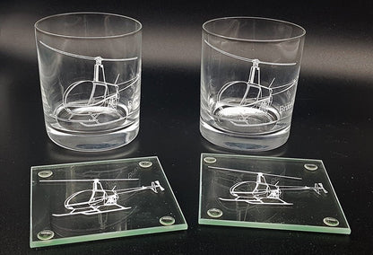 Robinson R22 Helicopter Drinks Coaster Selection | Giftware Engraved